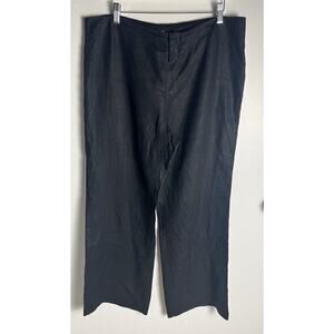 Philippe Adec Paris Black High‎ Rise Wide Leg 100% Linen Pants Size 12 NWOT